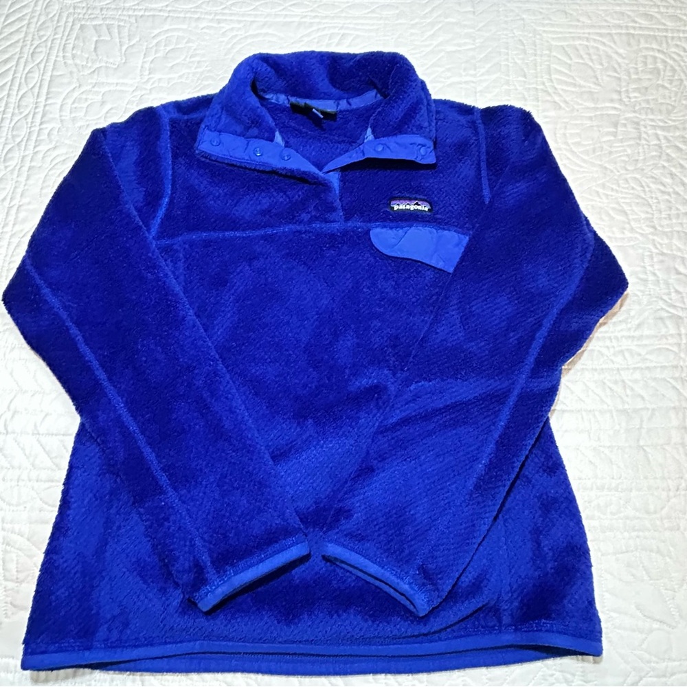 Patagonia Retool Snap T Fleece Pullover Womens Small Blue Pockets Polartec